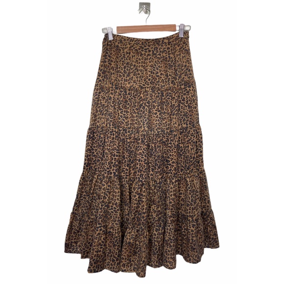 Laurence Bras Leopard Print Tiered Wool Skirt 0/XS - Picture 3 of 5